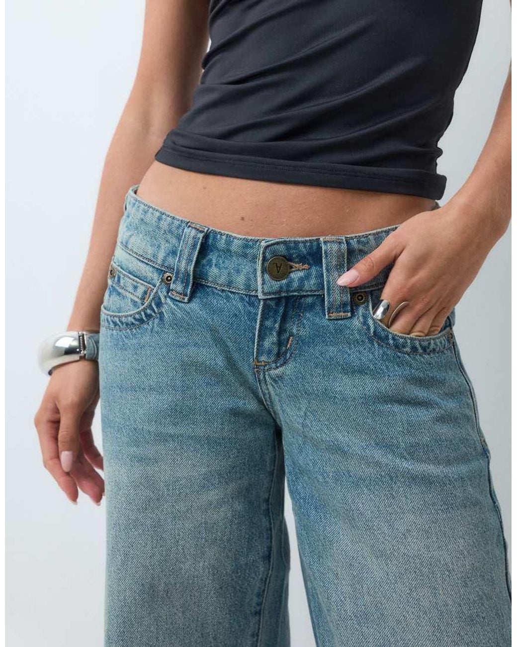 Abrand Jeans Blue Petite 00 Super Low baggy Jeans