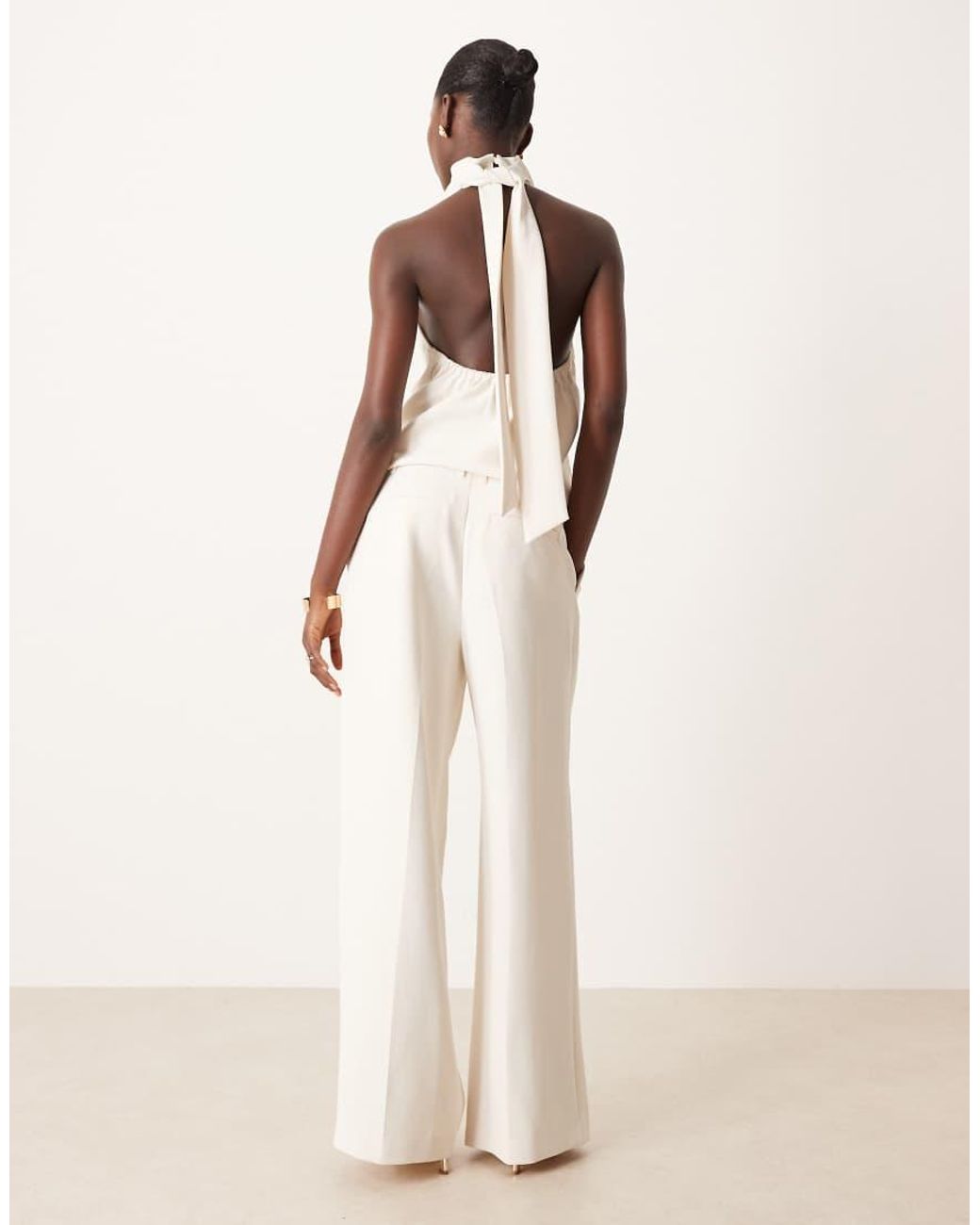 ASOS Natural Tailored Low Rise Wide Leg Trousers Co-ord