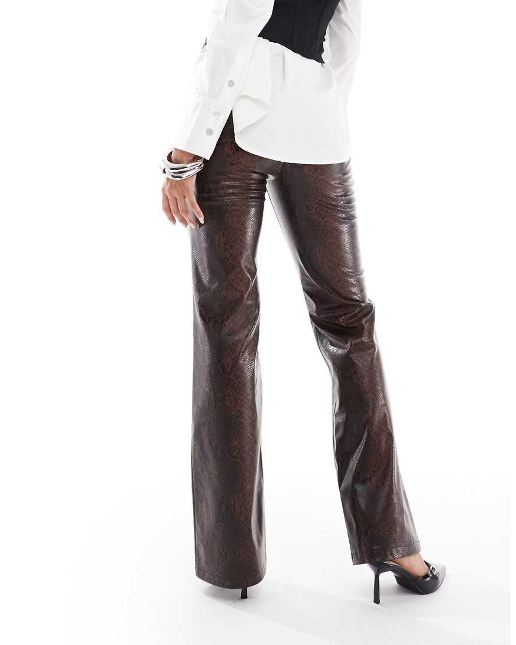 ASOS White Tailored Faux Leather Clean Flare Trousers