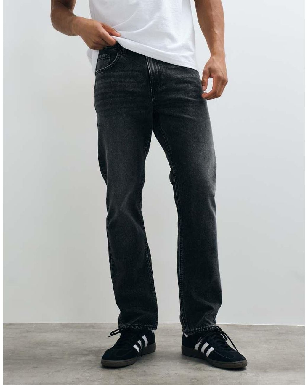New Look Gray Straight Fit Jeans for men