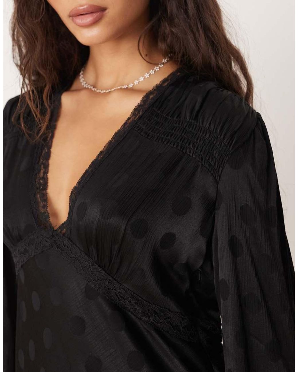 Nobody's Child Black Angela Lace Trim Mini Dress