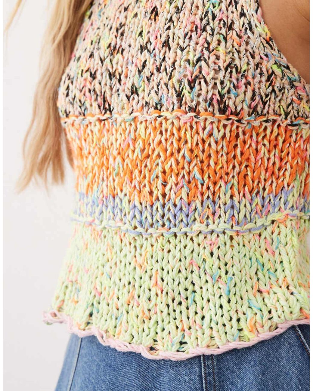 Free People Blue Sleeveless Knit Vest