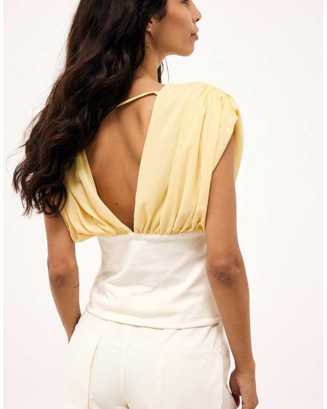 NA-KD White V Neck Top