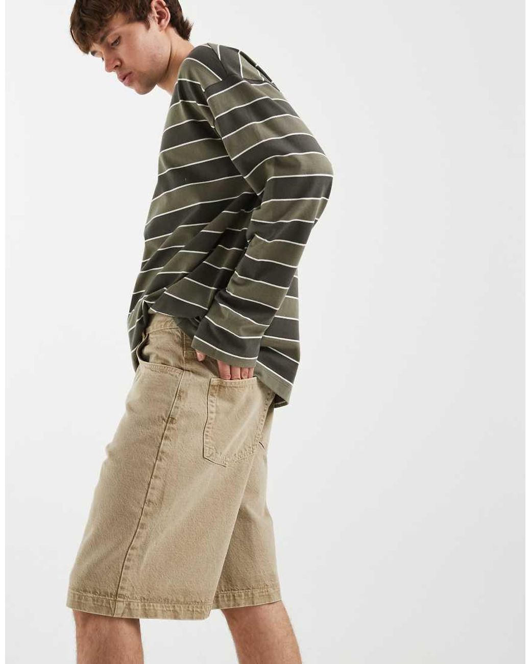 ASOS Losse Denim Jort in het Natural voor heren