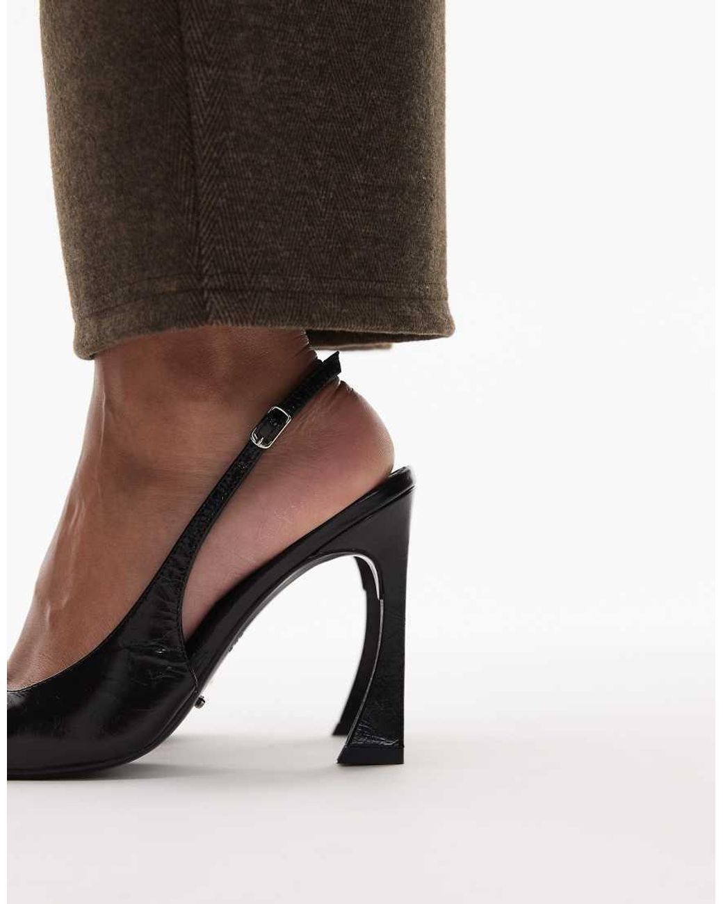 Tony Bianco Black Sassy Curved Heel Slingback Shoes