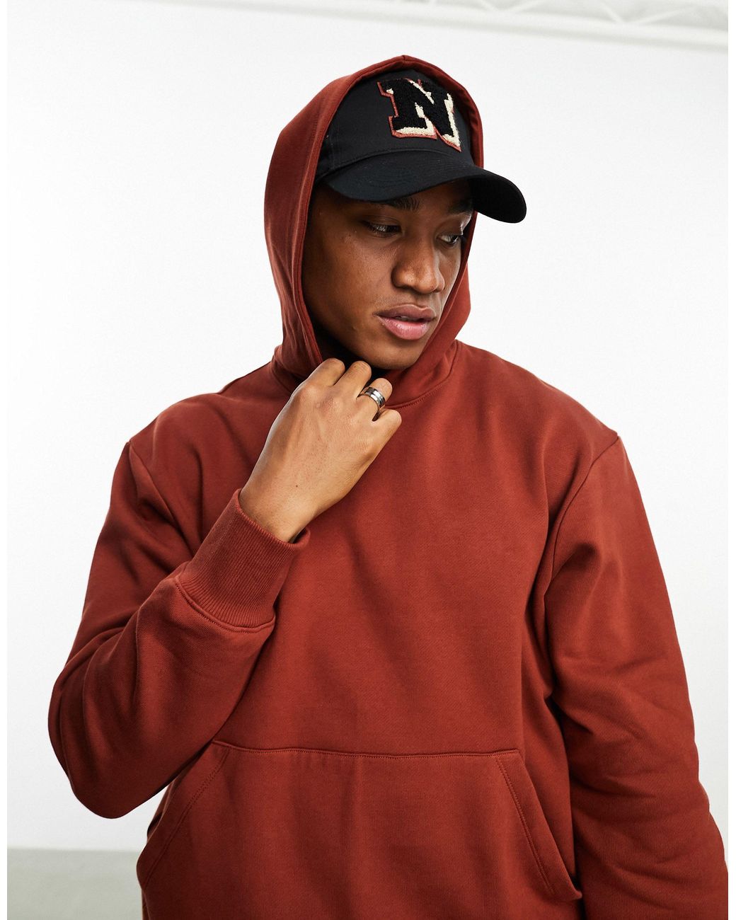 ASOS Heavyweight Oversized Hoodie in Red for Men Lyst