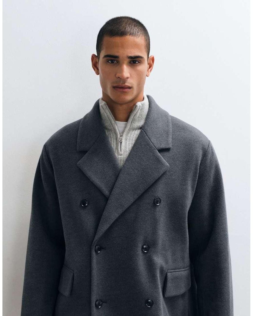 ASOS Black Wool Look Oversized Overcoat for men