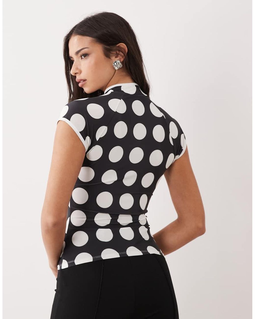 ASOS Gray Printed Short Sleeve Cut Out Top