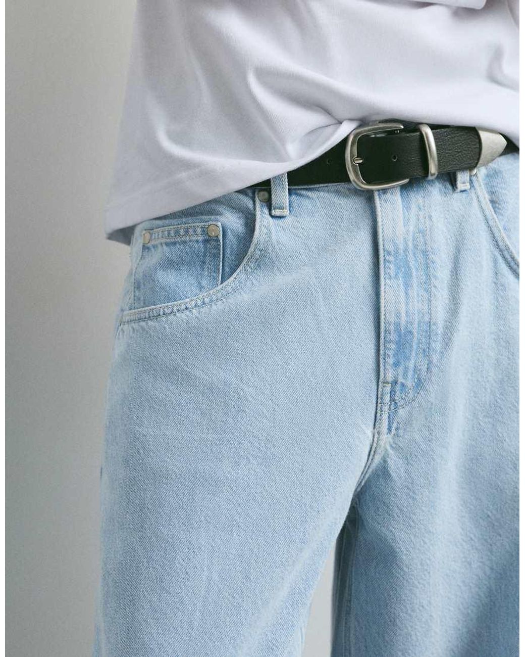 Pull&Bear Blue Barrel Jeans for men