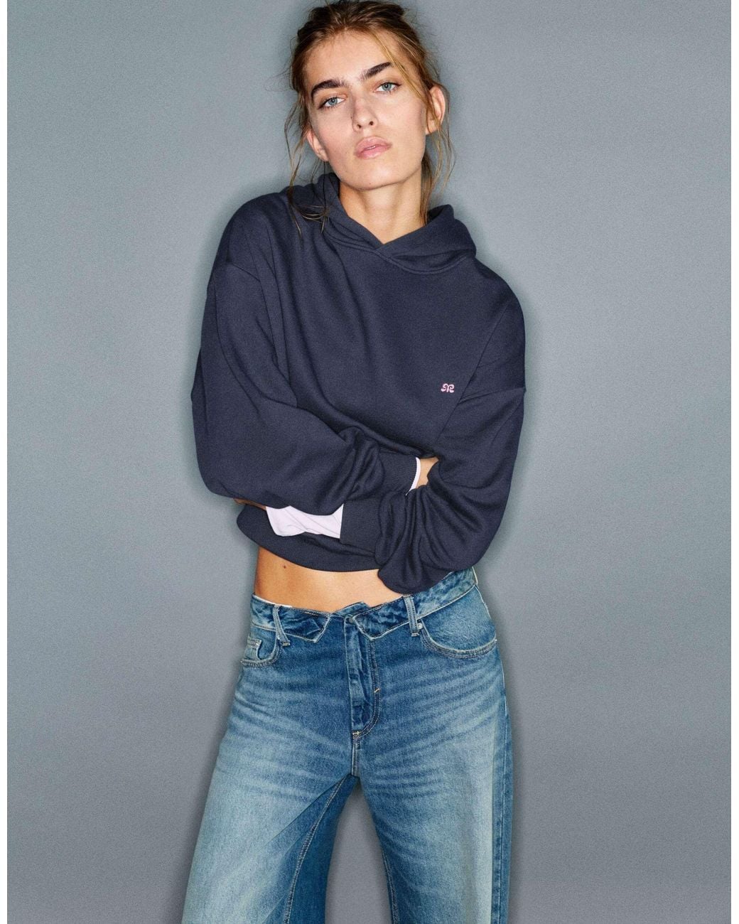 Sweat à capuche en daim à logo Pull&Bear en coloris Blue