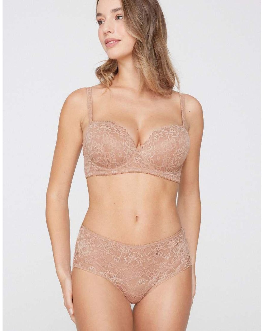 Tezenis Brown Wien Lace Slightly Padded Balconette Bra