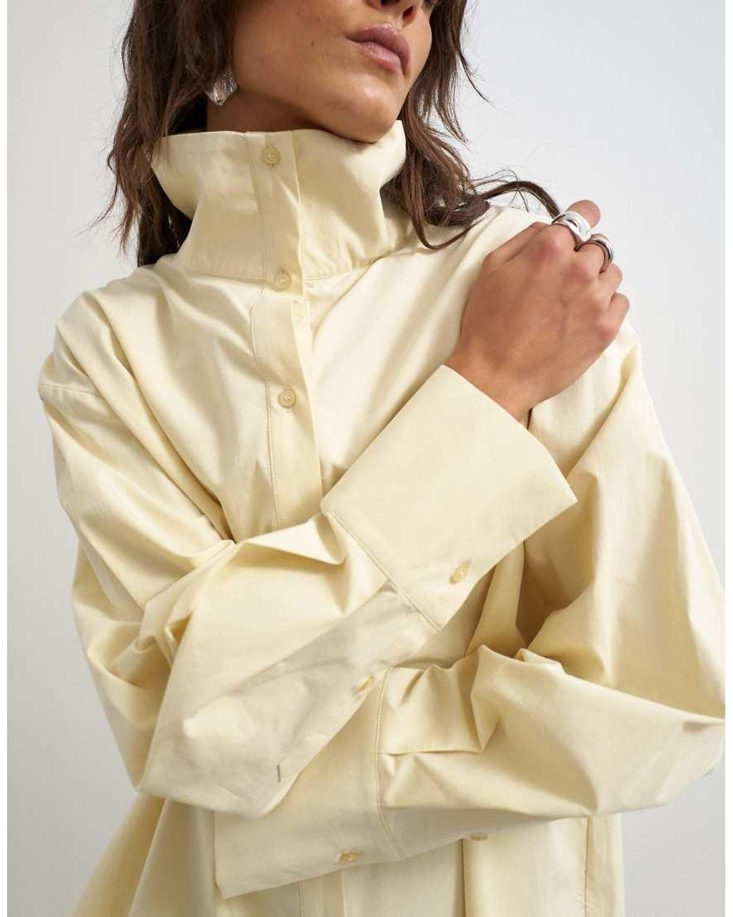 TOPSHOP Natural Funnel Neck Shirt