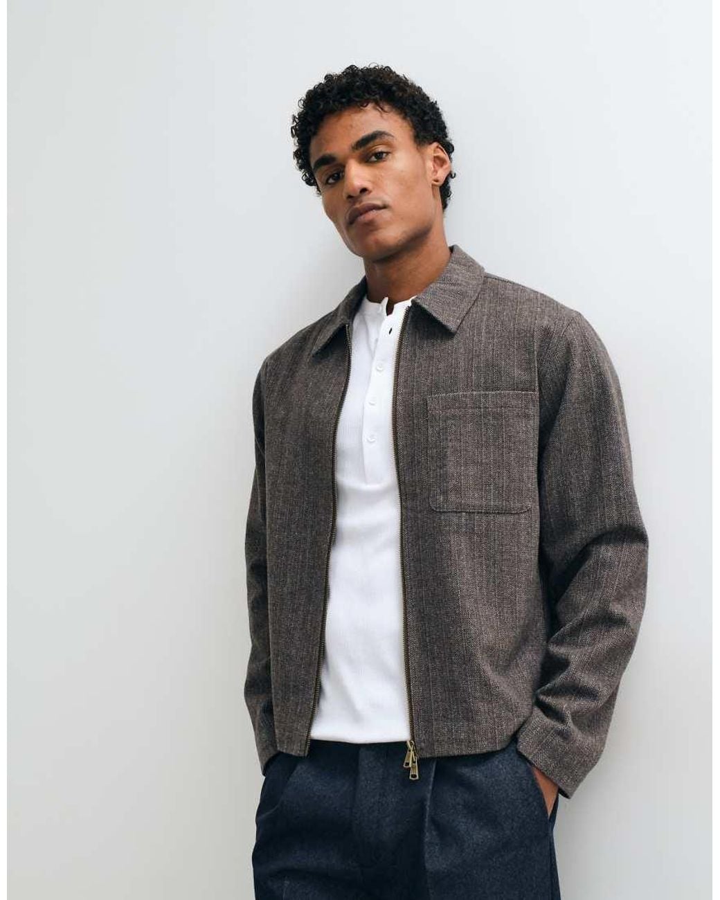 Jack & Jones Gray Double Zip Short Jacket for men
