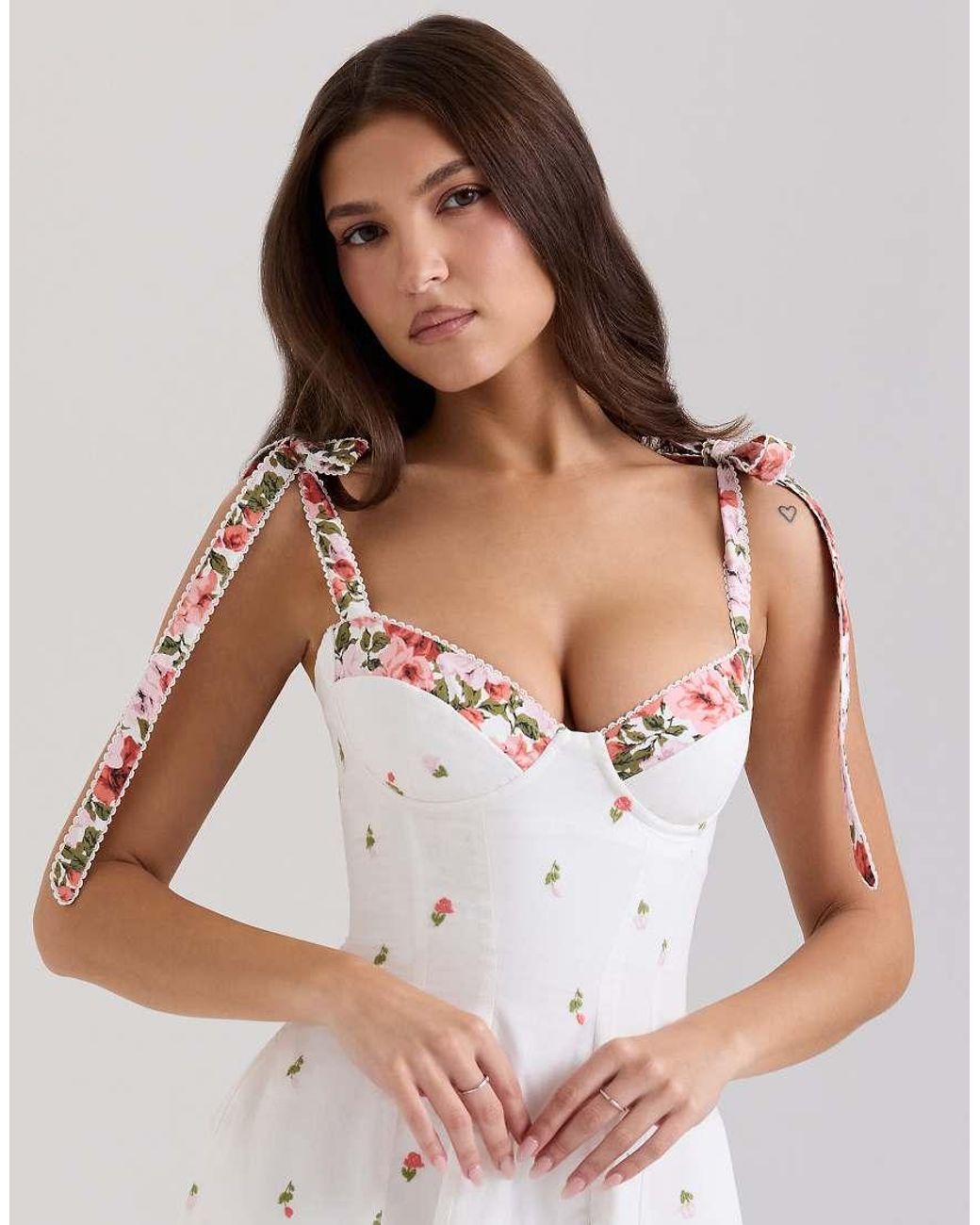 House Of Cb White Emely Stretch Cotton Midi Sundress