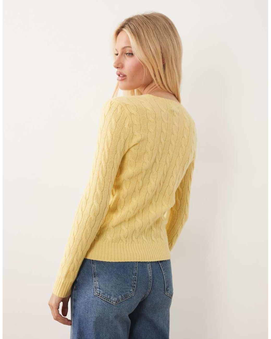 Polo Ralph Lauren Yellow Icon Logo Cotton Cable Knit Jumper