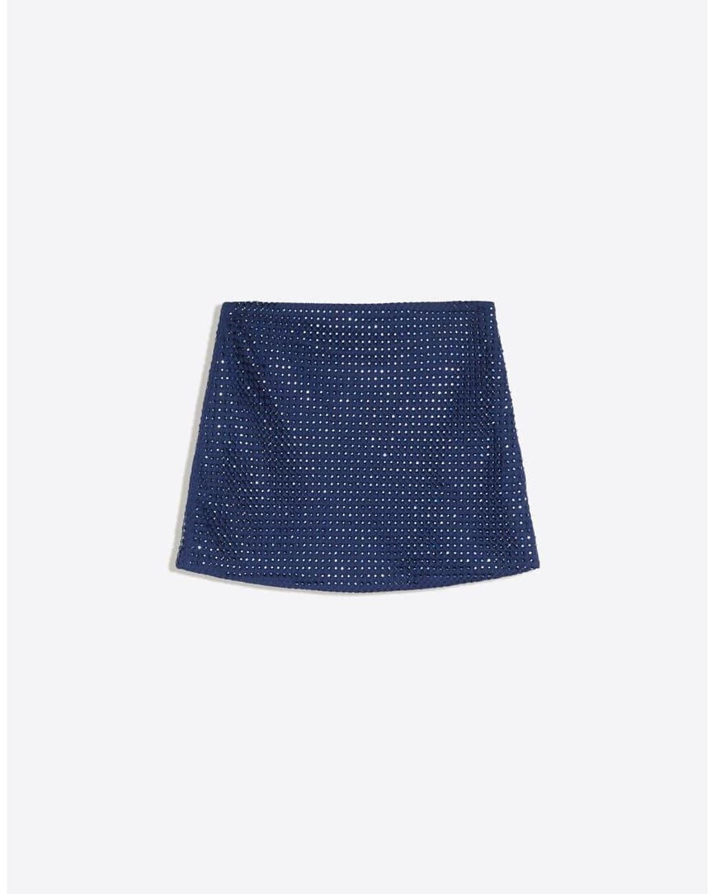 Bershka Blue Rhinestone Effect Mini Skirt