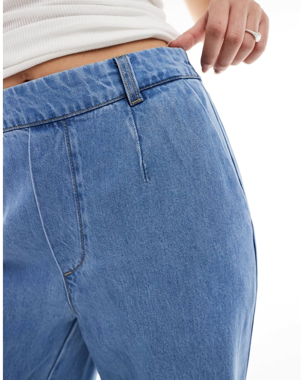 Object Blue Wide Leg Chambray Trousers