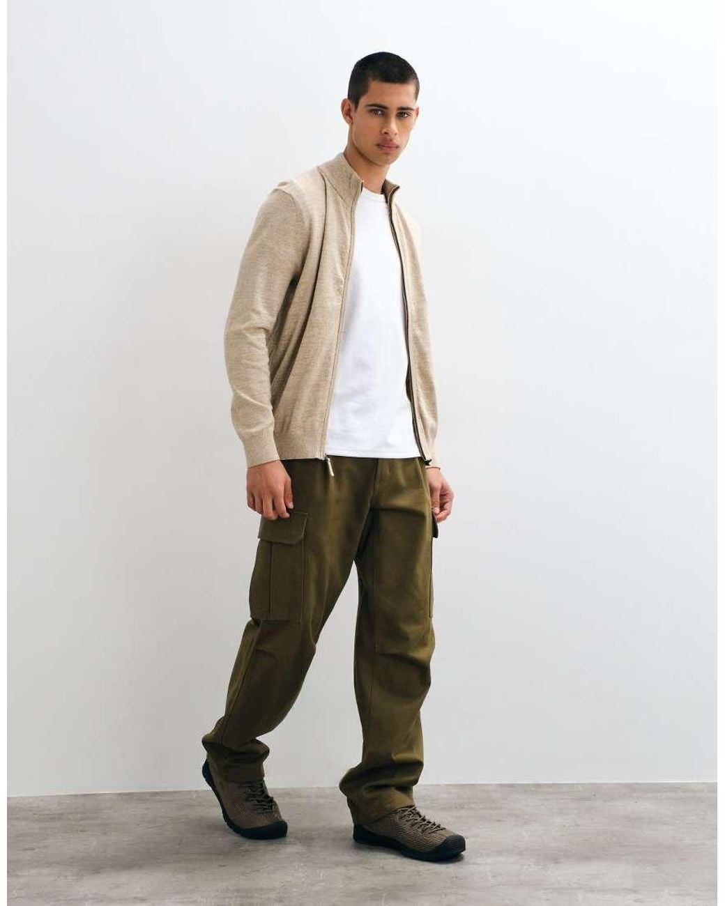 Timberland Brown Cotton Full Zip Sweater for men