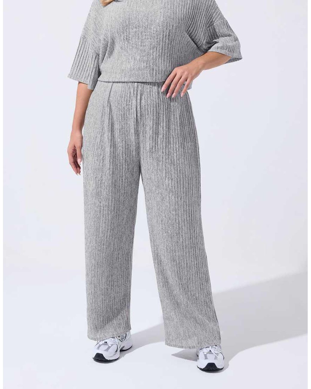 Yours Clothing Blue Plisse Wide Leg Trousers