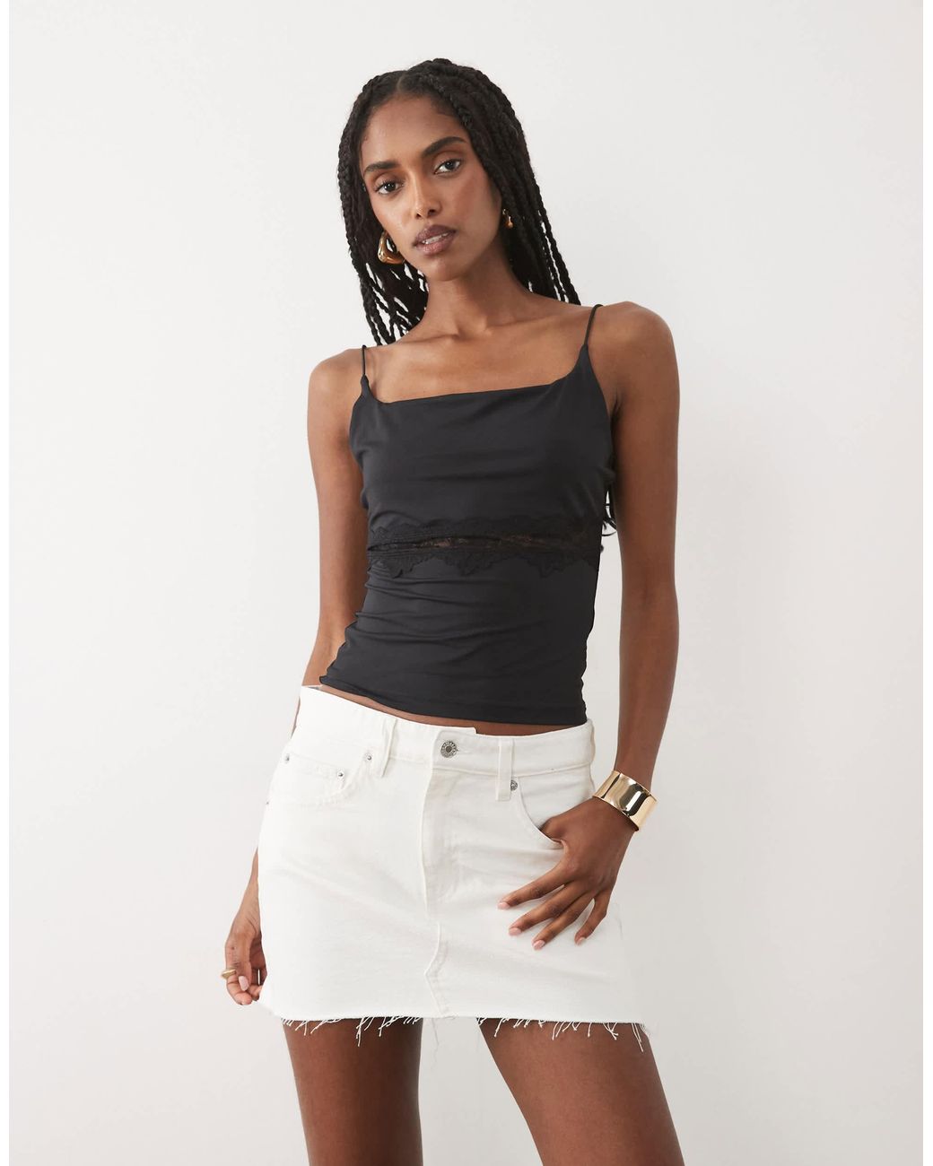 Mini-jupe 100 % coton Mango en coloris White