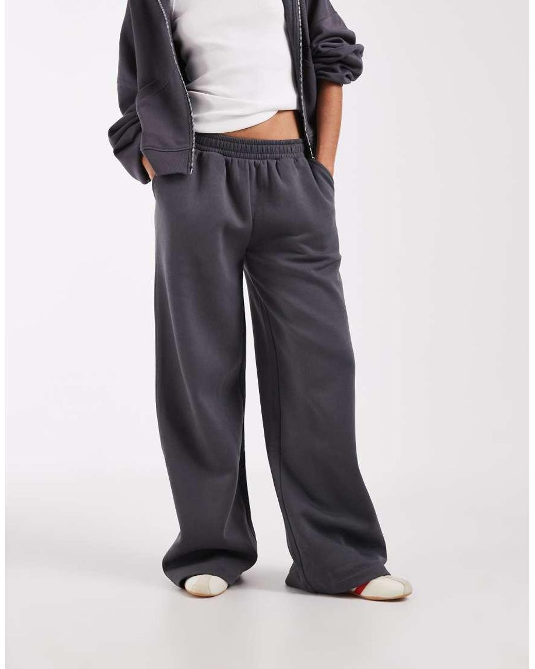 ASOS Blue Wide Leg Brushback Trackies