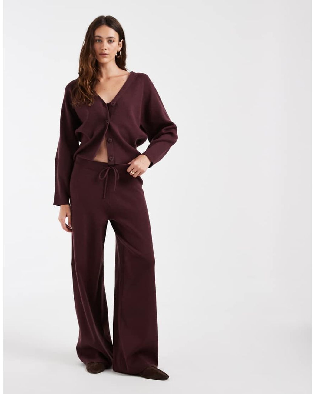 ONLY Red Wide Leg Knitted Pants