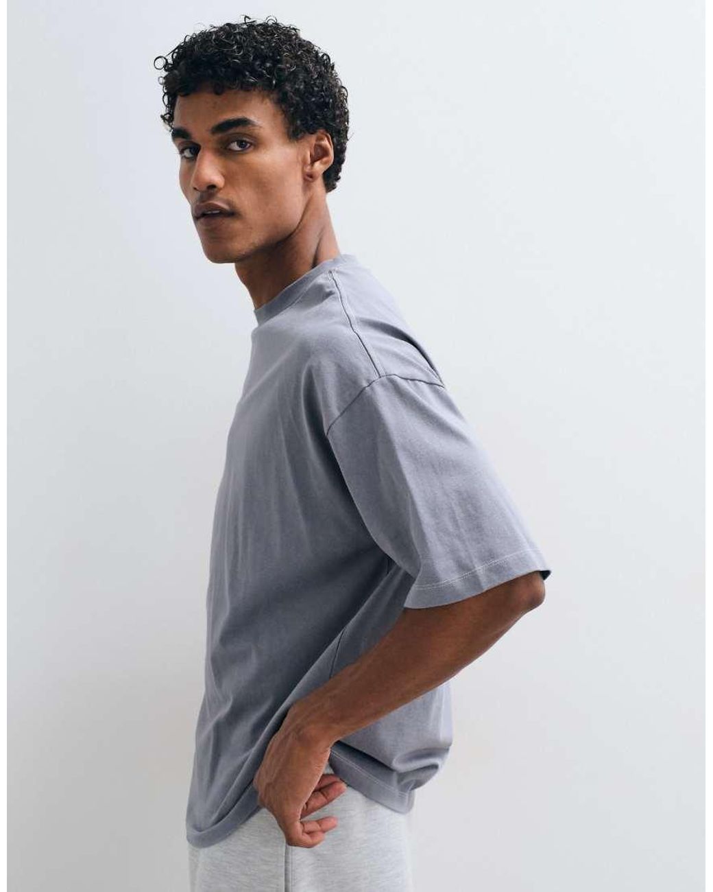 ASOS Blue Heavyweight Oversized T-shirt With Celestial Spine Print for men