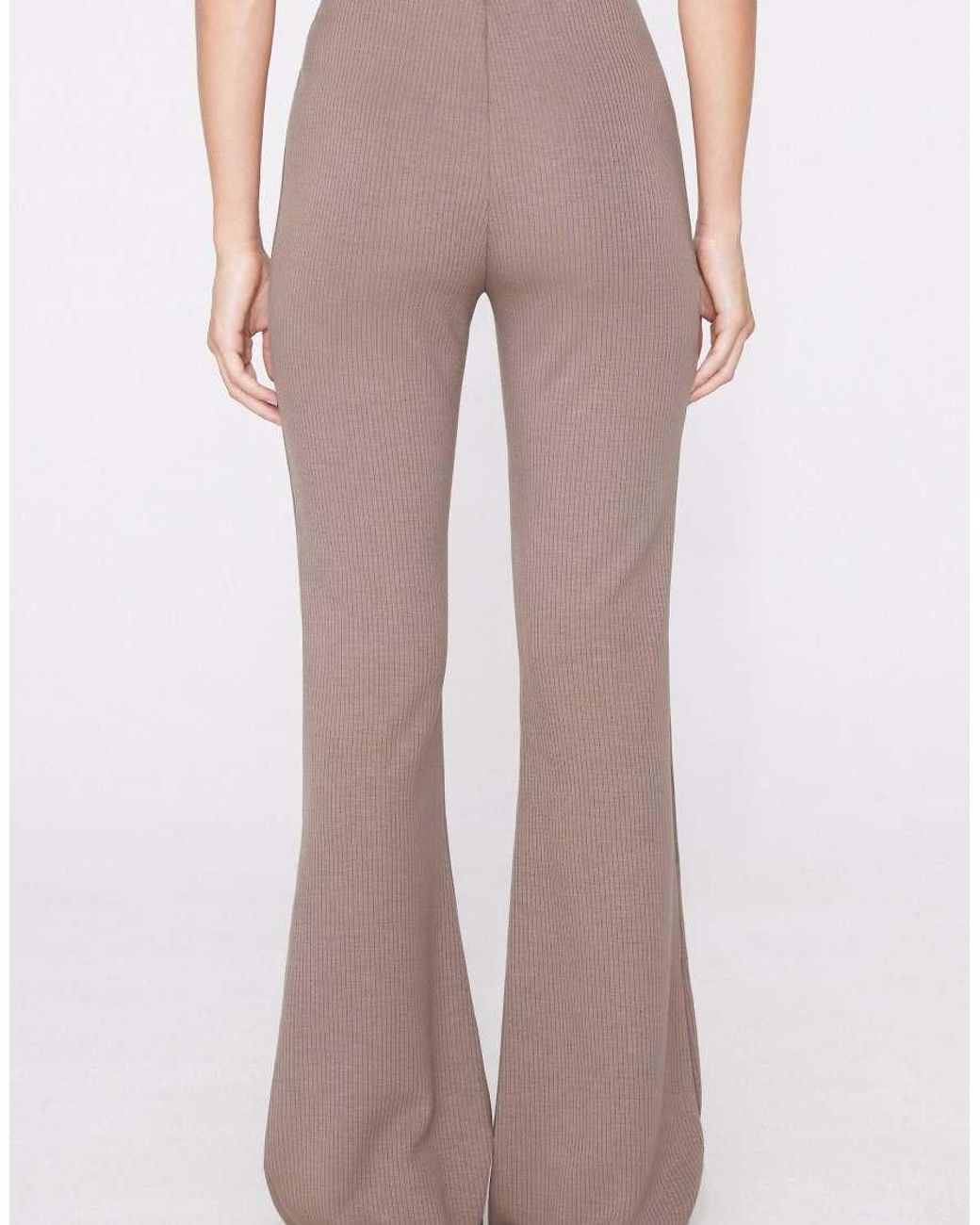 Tezenis Brown Superior Softness Ribbed Flare Trousers