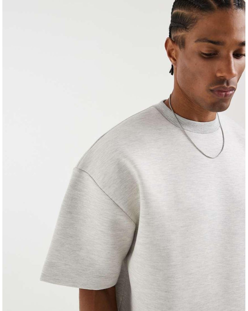 ASOS White Oversized Scuba-Style Fabric Sweatshirt With 3/4 Sleeve for men