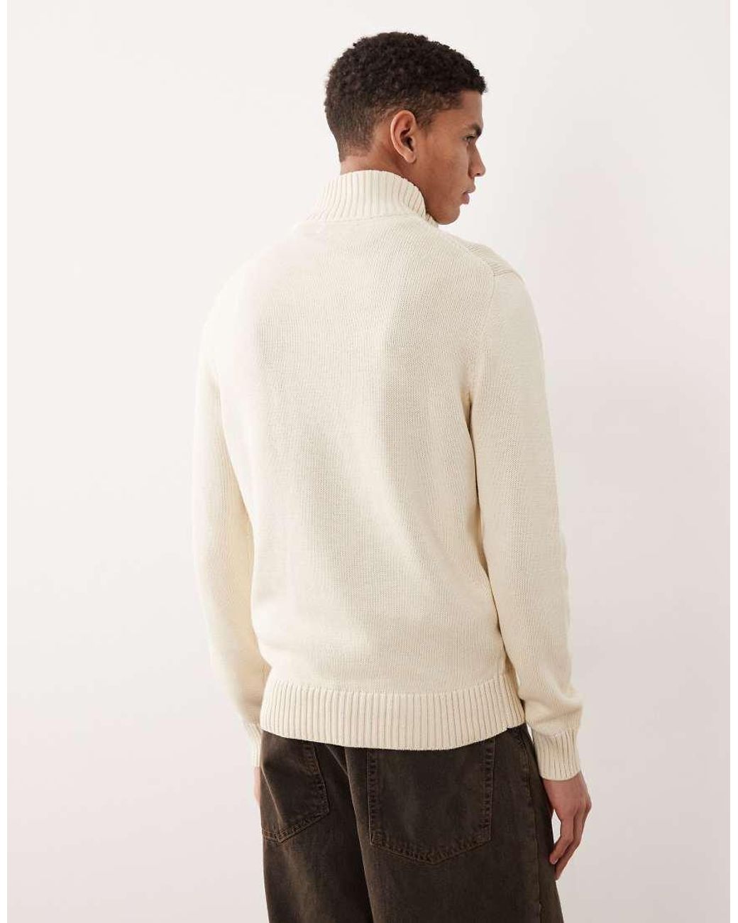 Polo Ralph Lauren Natural Icon Logo Heavyweight Cotton Knit Half Zip Jumper