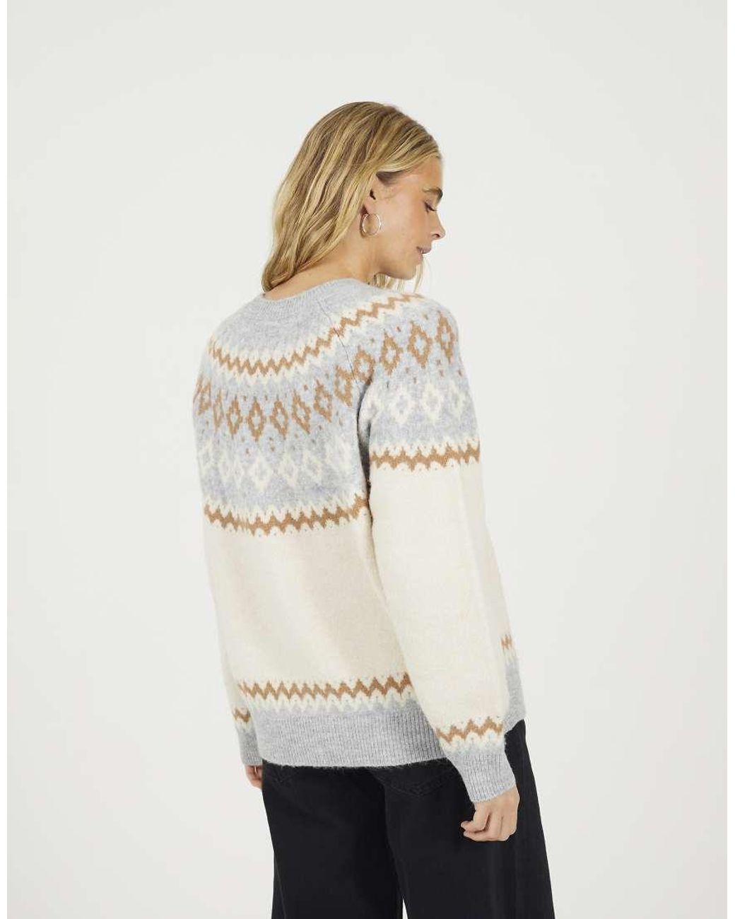Brave Soul Natural Crew Neck Fairisle Jumper