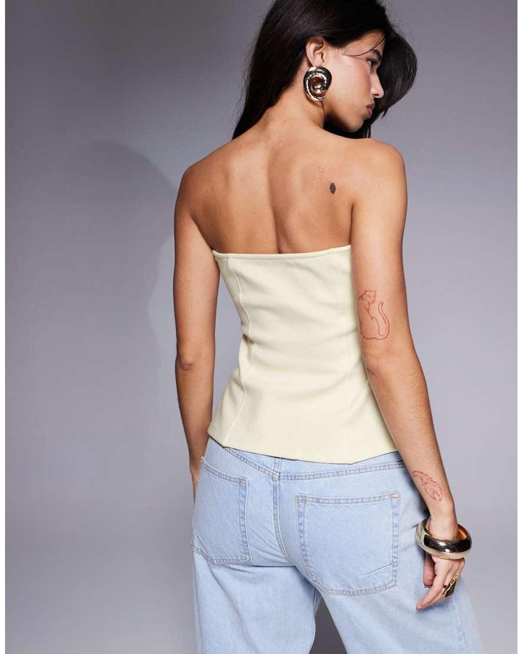 ASOS Gray Ponte Structured Button Down Corset Top
