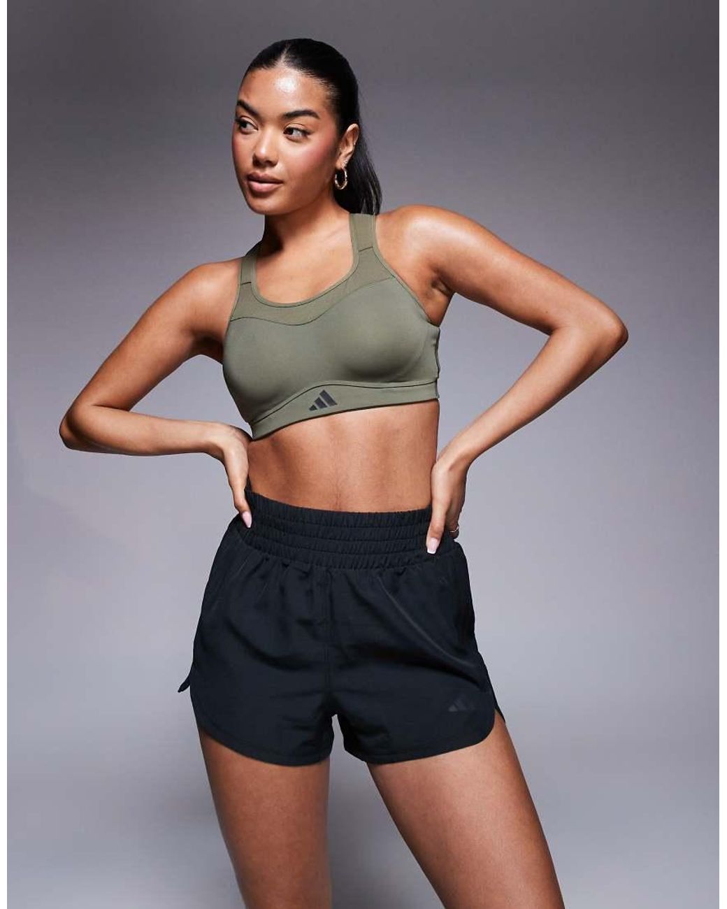 Adidas Originals Gray Adidas Training Pacer High Waisted 3"" Shorts