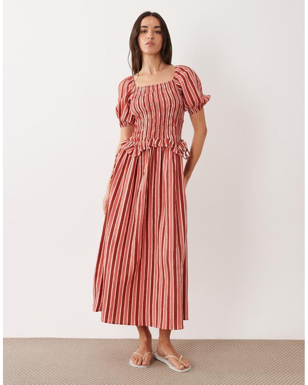 Wednesday's Girl Wednesdays Girl Shirred Puff Sleeve Midaxi Dress