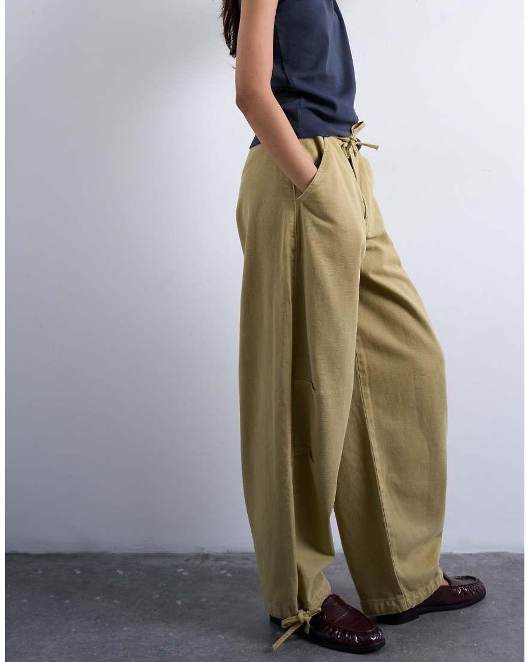 TOPSHOP Blue Drawstring Waist Balloon Trousers
