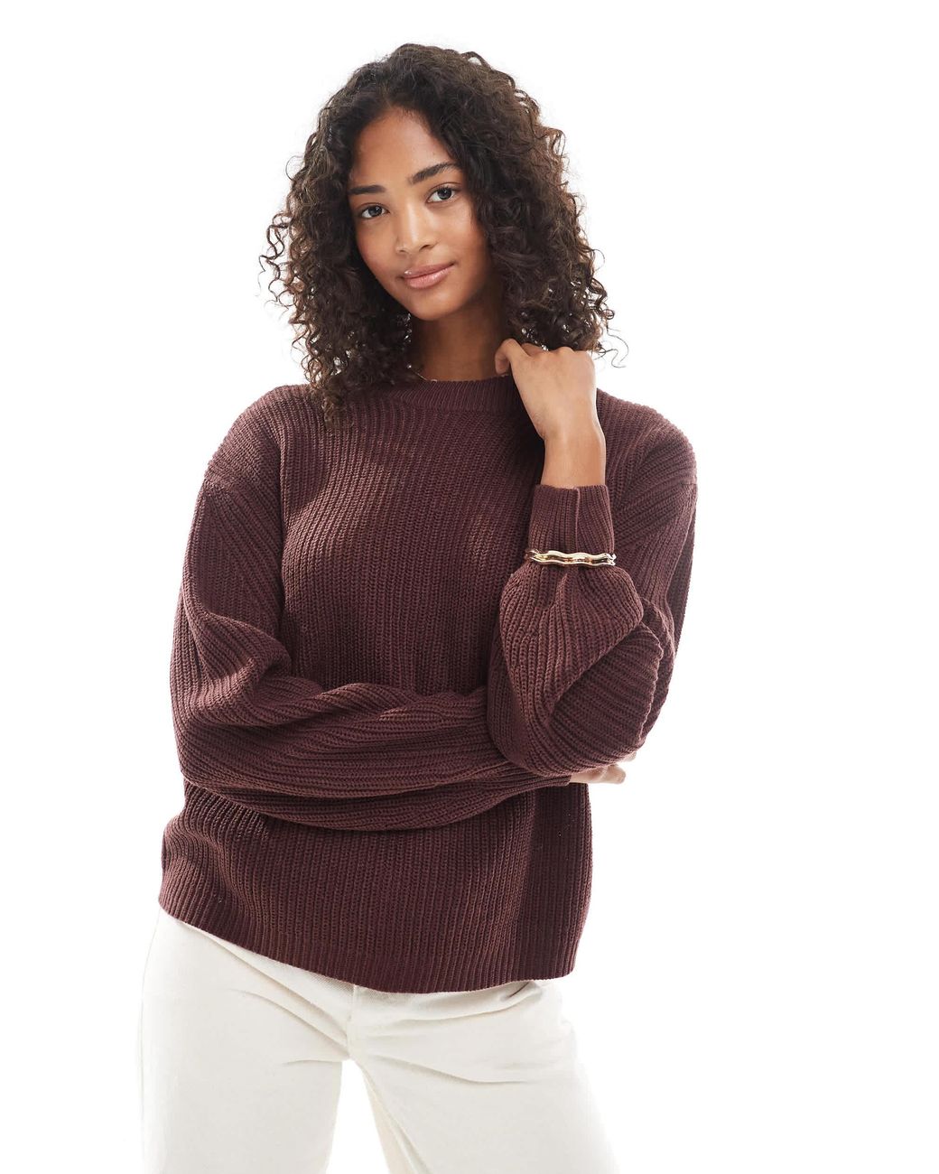 ONLY Purple – gerippter strickpullover