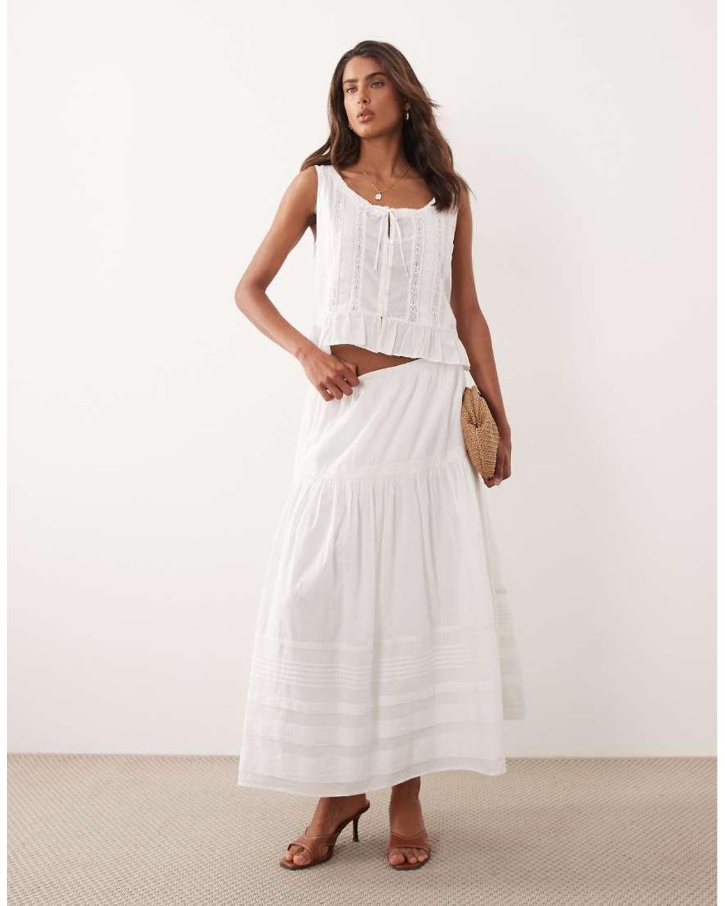 Abercrombie & Fitch Natural Boho Tiered Maxi Skirt