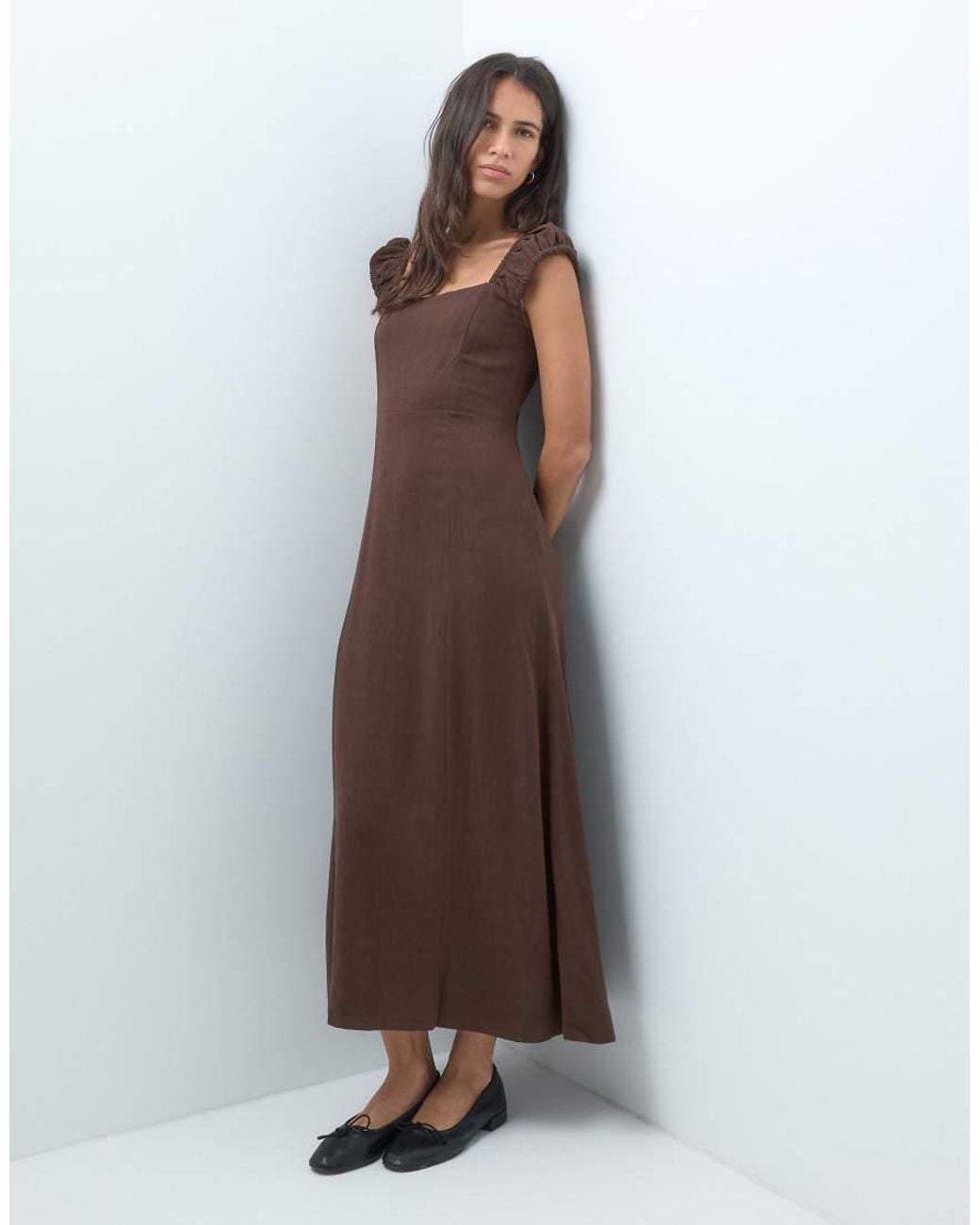 ONLY Brown Maxi Dress With Linen