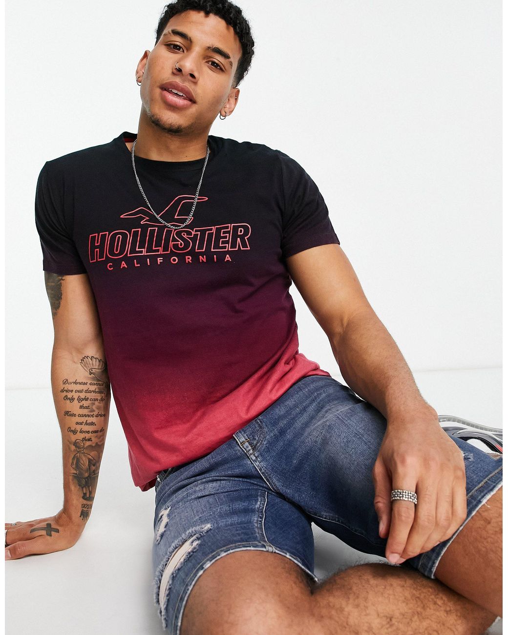 Hollister Perspective Ombre Logo T-shirt in Red for Men | Lyst
