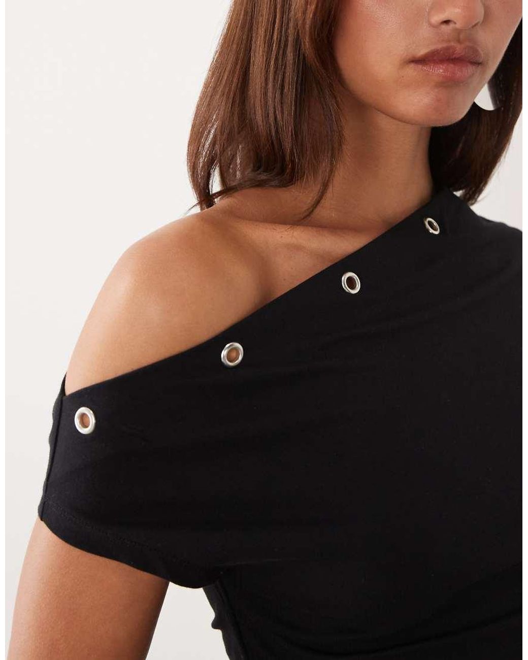 ASOS Black Co-ord Eyelet Detail Off The Shoulder Top
