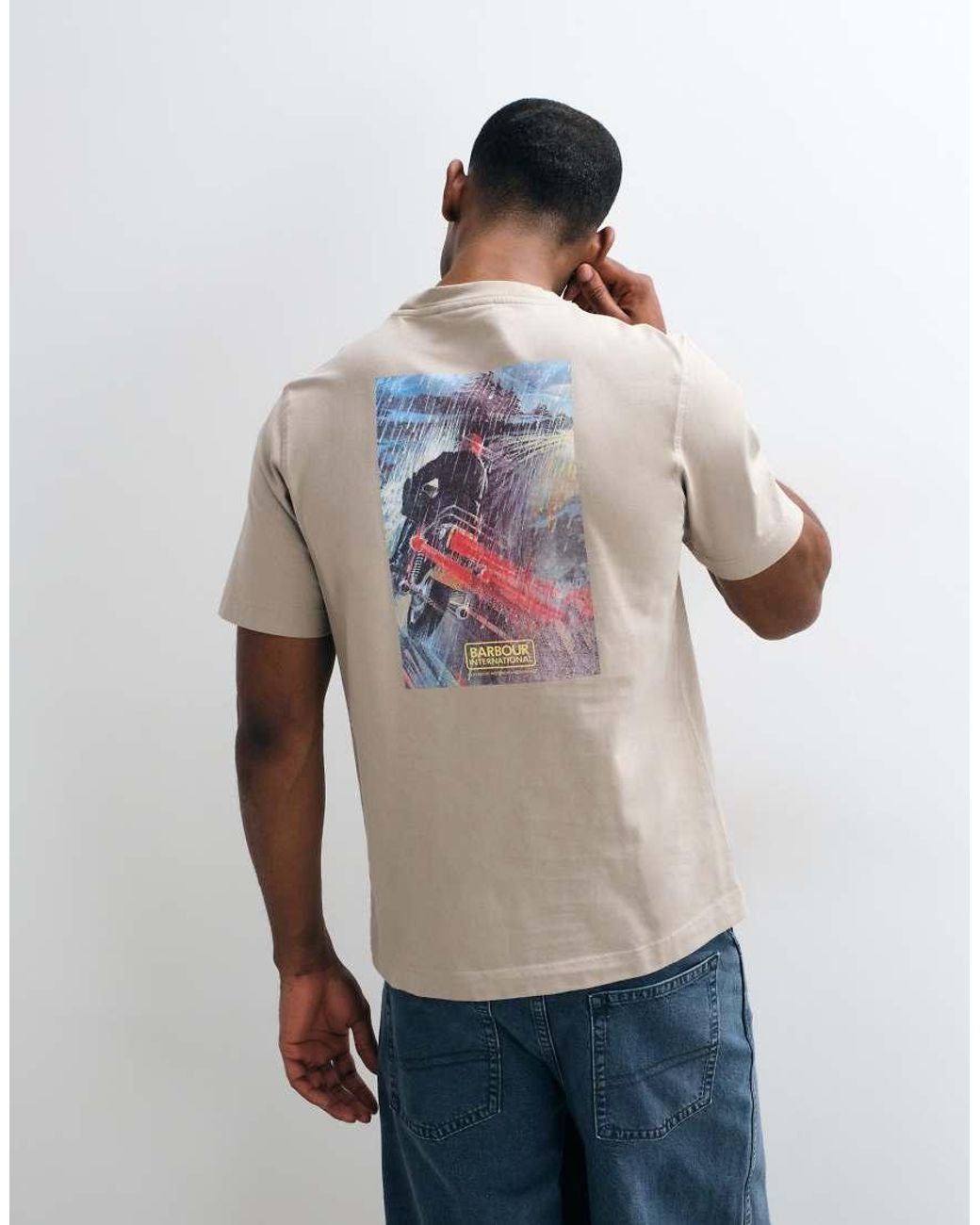 Barbour Gray Taylor Archive Short Sleeve Graphic Logo T-shirt With Back Print for men