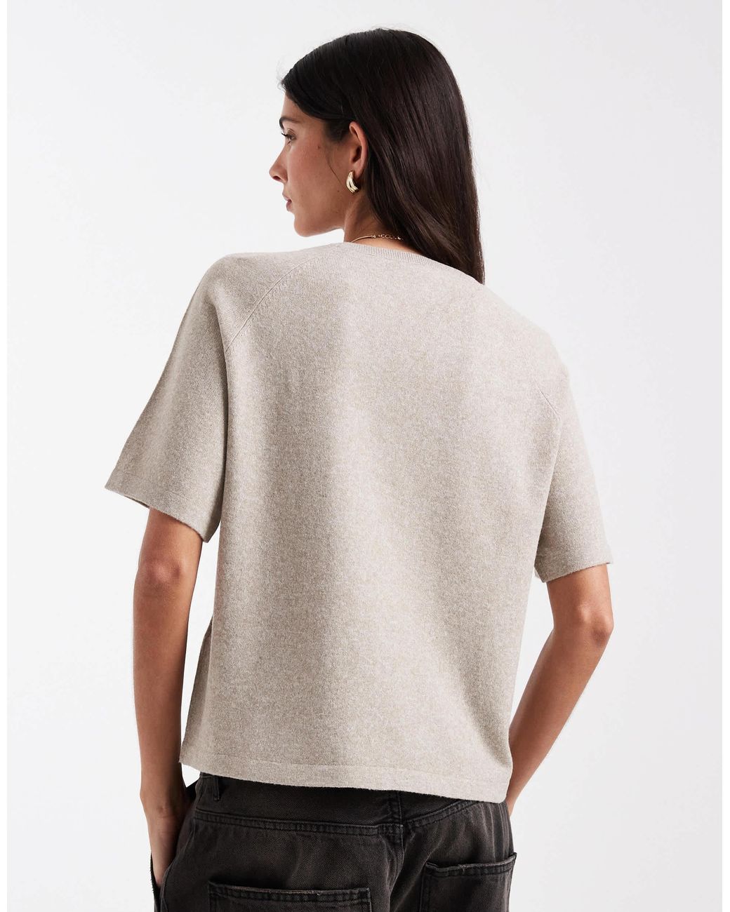 Pieces White – kurzärmliger strickpullover