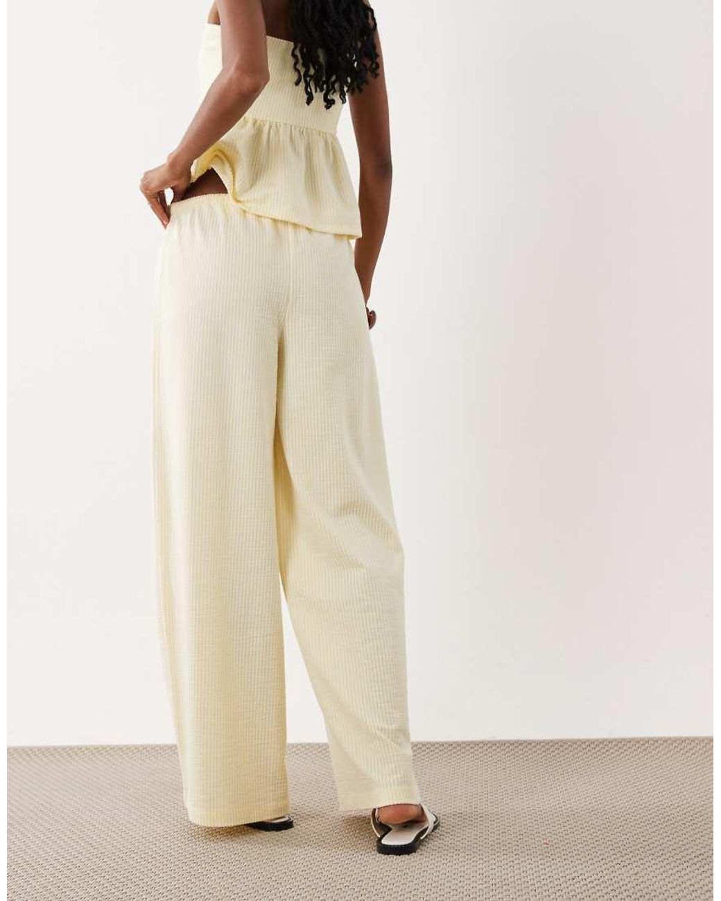 ASOS Natural Micro Stripe Wide Leg Co-ord Trousers
