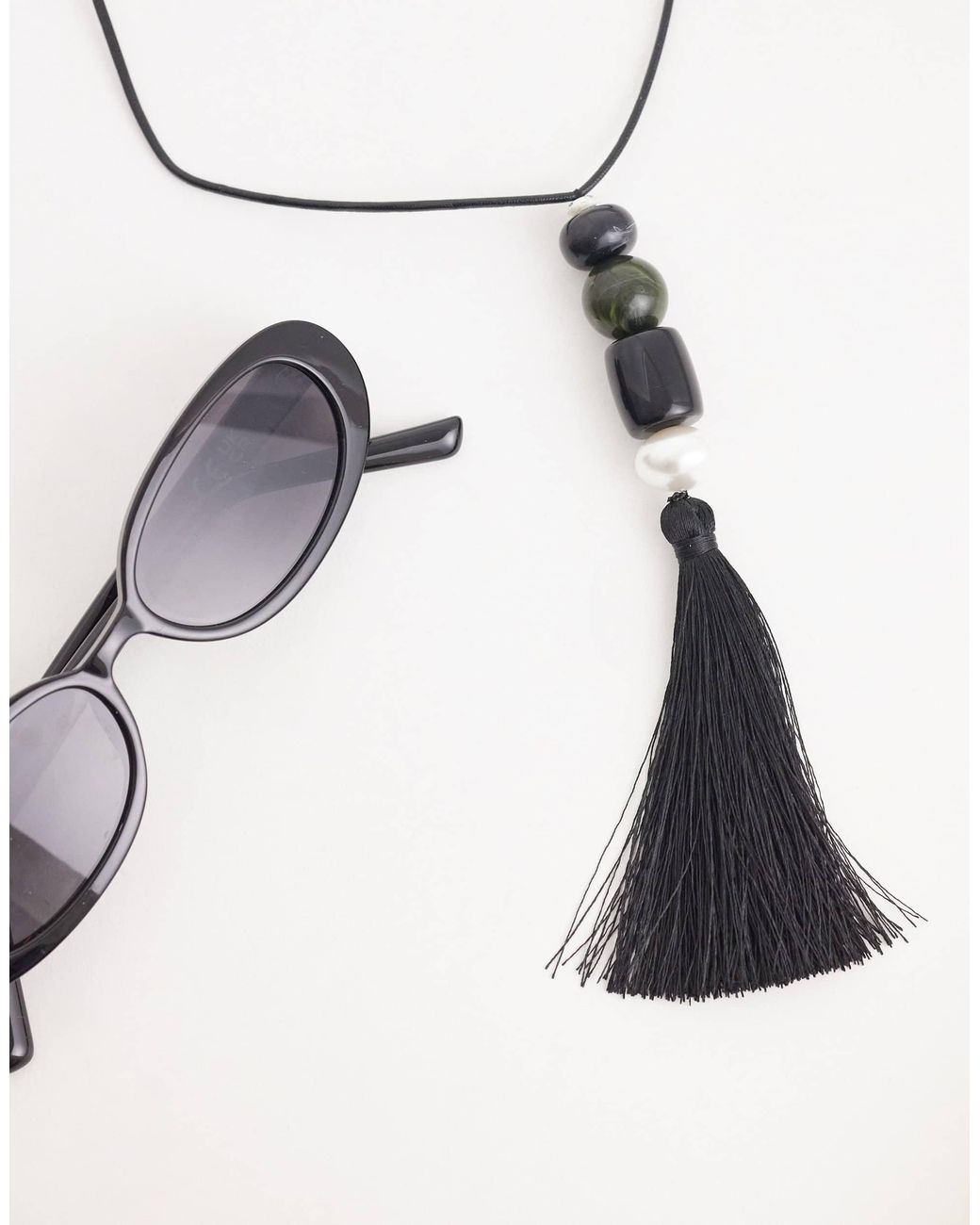 Mango White Statement Tassel Necklace