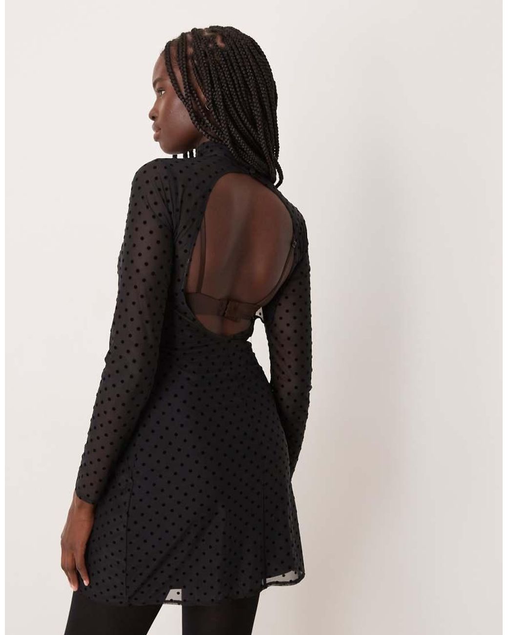 Abercrombie & Fitch Blue High Neck Open Back Mesh Mini Dress