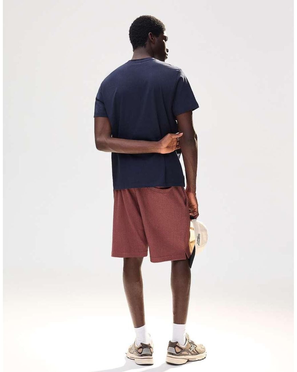 Bershka Purple Textured Plush Bermuda Shorts for men