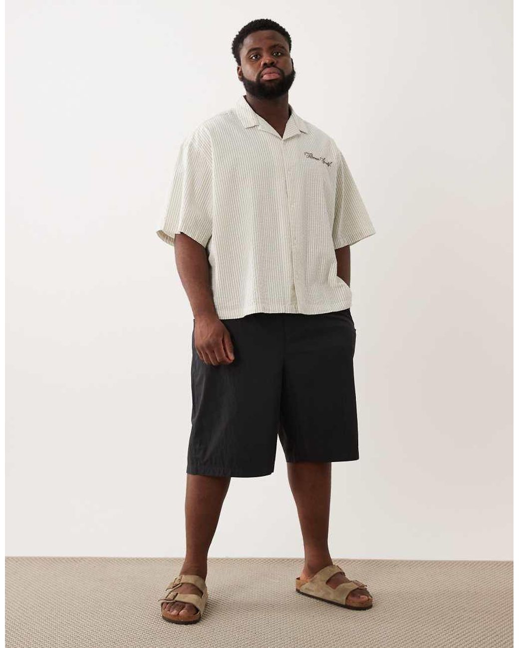 ASOS Pink Longer Length Elasticated Jort With Pleat for men