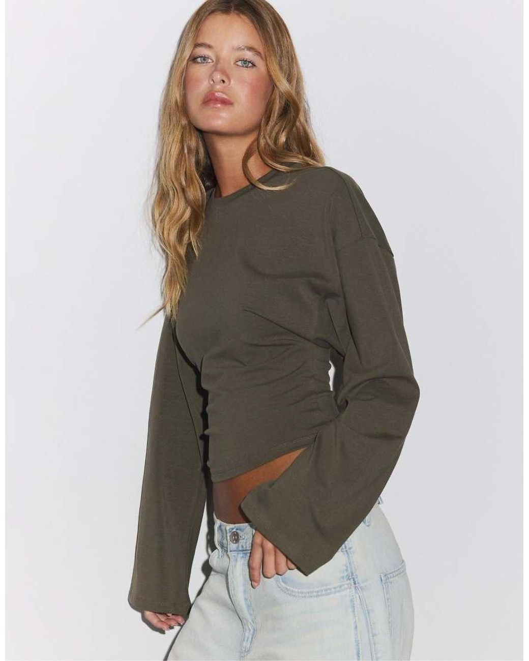 Stradivarius Green Kimono Sleeve T-shirt