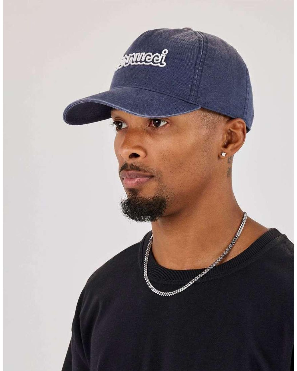 CERNUCCI Blue Washed Logo Outline Embroidered Cap for men