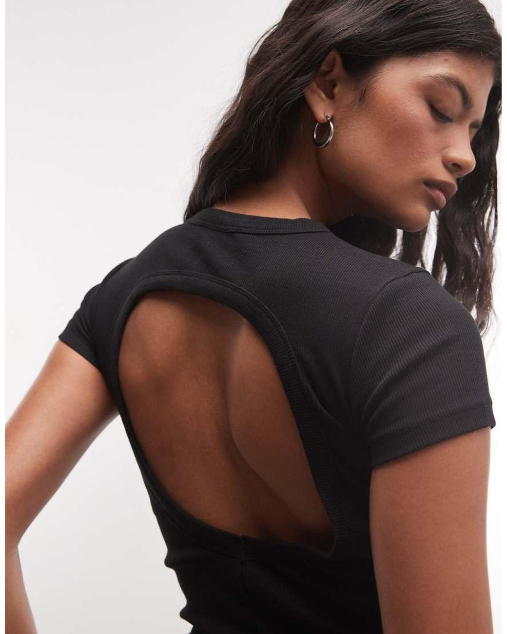 Collusion Black Fitted Backless S/S Top